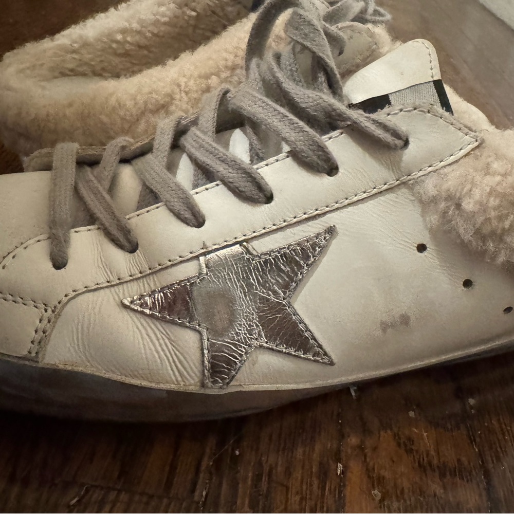 Golden Goose Beige and Metallic Sneakers with Sherpa-Size 39 - Picture 2 of 8